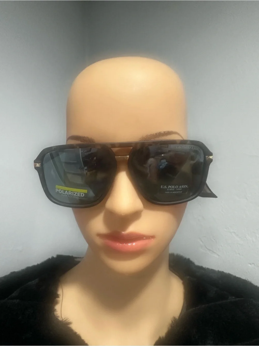 U.S. Polo Assn. Black Men’s Polarized Aviator Sunglasses
